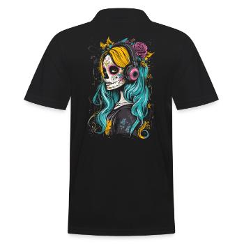 Catrina music lover for Dia de los Muertos - Men's Polo Shirt - black - Back - Kai (181cm)