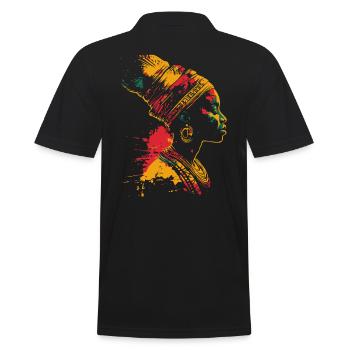 Farbenfrohes Heritage Black History Month Profil - Männer Poloshirt - Schwarz - Hinten - Kai (181cm)