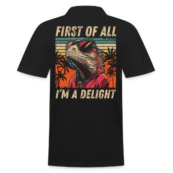 Tropischer Iguana Style - Retro Shirt Design - Männer Poloshirt - Schwarz - Hinten - Kai (181cm)