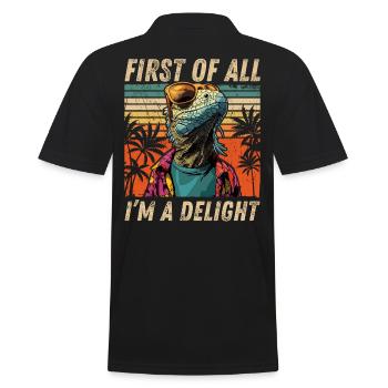 Retro Iguana - Chill Sunset Look - Men's Polo Shirt - black - Back - Kai (181cm)