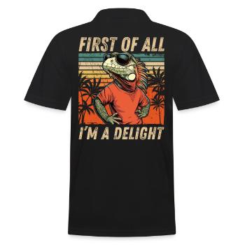 Funny Iguana - Vintage Tropical Look - Men's Polo Shirt - black - Back - Kai (181cm)