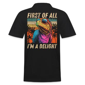 Retro Iguana Hoodie - Tropical Design - Men's Polo Shirt - black - Back - Kai (181cm)