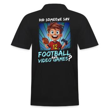 12th Birthday Football and Gaming for 12 Year Olds - Men's Polo Shirt - black - Back - Kai (181cm)
