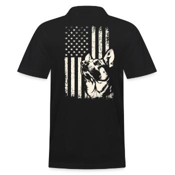 Veterans Day German Shepherd USA Pride - Men's Polo Shirt - black - Back - Kai (181cm)
