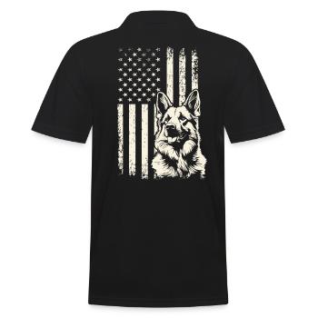 Veterans Day German Shepherd USA Pride - Men's Polo Shirt - black - Back - Kai (181cm)