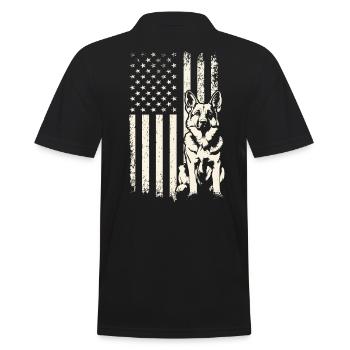 German Shepherd USA 4th of July and Veterans Day - Men's Polo Shirt - black - Back - Kai (181cm)