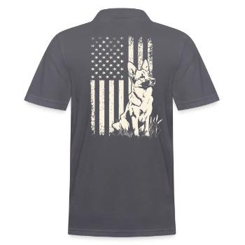 Unabhängigkeitstag Schäferhund Flagge Veterans Day - Männer Poloshirt - Anthrazit - Hinten - Nico (186cm)