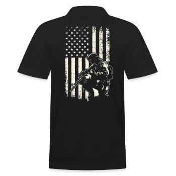 Journée des anciens combattants du soldat agenouillé et du drapeau américain 4 juillet - Polo Homme - noir - Dos - Kai (181cm)