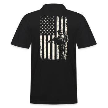 Drapeau américain du soldat en course – Journée des anciens combattants du 4 juillet - Polo Homme - noir - Dos - Kai (181cm)