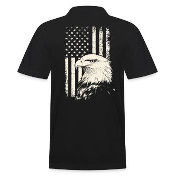 Patriot Bald Eagle – 4th of July Veterans Day - Men's Polo Shirt - black - Back - Kai (181cm)