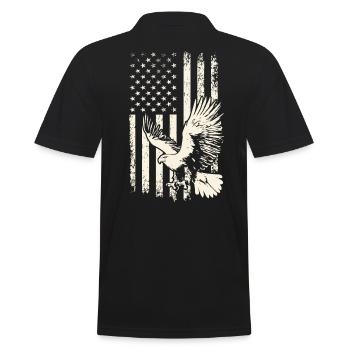 Flying Bald Eagle USA Pride – 4th of July - Men's Polo Shirt - black - Back - Kai (181cm)