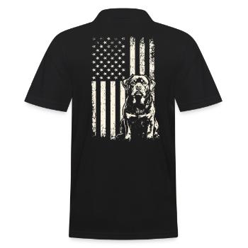 hoSitzender Rottweiler USA 4. Juli und Veterans Da - Männer Poloshirt - Schwarz - Hinten - Kai (181cm)