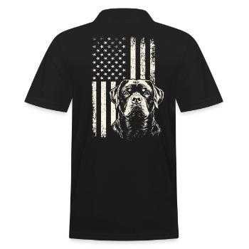 Loyal Rottweiler USA Pride – 4th of July Veterans Day - Men's Polo Shirt - black - Back - Kai (181cm)