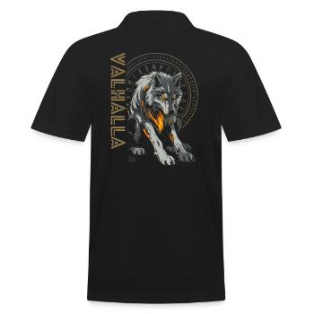 Wikinger Wolf Nordischer Kompass Vegvisir Runen - Männer Poloshirt - Schwarz - Hinten - Kai (181cm)