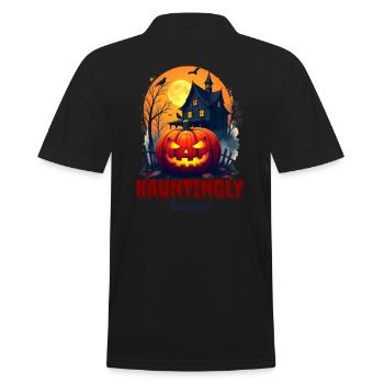Beautiful Creepy Pumpkin Halloween Outfit Women - Men's Polo Shirt - black - Back - Kai (181cm)