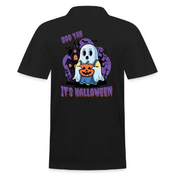 Cute Ghosts Halloween Outfit Women - Men's Polo Shirt - black - Back - Kai (181cm)