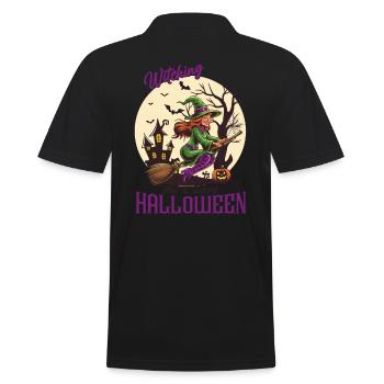 Fröhliches Hexen Halloween Outfit Damen - Männer Poloshirt - Schwarz - Hinten - Kai (181cm)