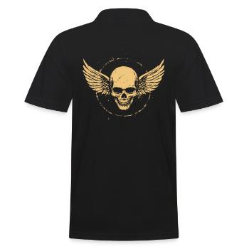Crâne avec des ailes pour motards – style rétro - Polo Homme - noir - Dos - Kai (181cm)