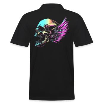 Skull with wings for bikers – colorful retro look - Men's Polo Shirt - black - Back - Kai (181cm)