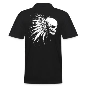 Crâne avec des ailes pour motards – look grunge - Polo Homme - noir - Dos - Kai (181cm)