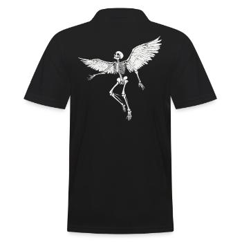 Skelett mit Flügel für Biker – Extravagant - Männer Poloshirt - Schwarz - Hinten - Kai (181cm)