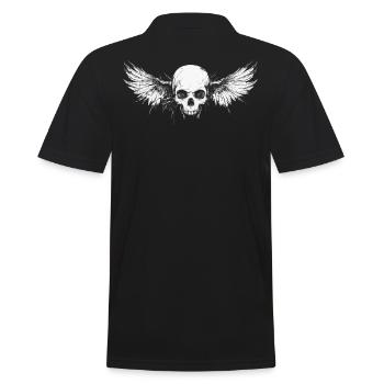 Skull with wings for bikers – crack design - Men's Polo Shirt - black - Back - Kai (181cm)