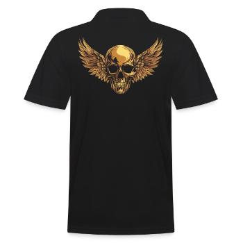 Crâne avec des ailes pour motards – Style de luxe noble - Polo Homme - noir - Dos - Kai (181cm)