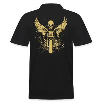 Skull with wings for bikers – motorcycle look - Men's Polo Shirt - black - Back - Kai (181cm)