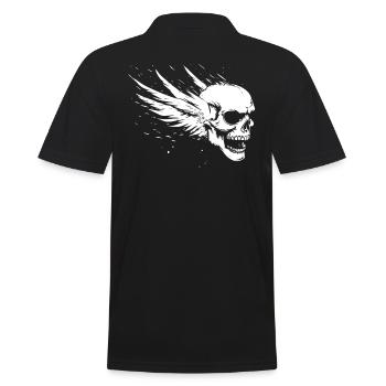 Skull with wings for bikers – dynamics - Men's Polo Shirt - black - Back - Kai (181cm)