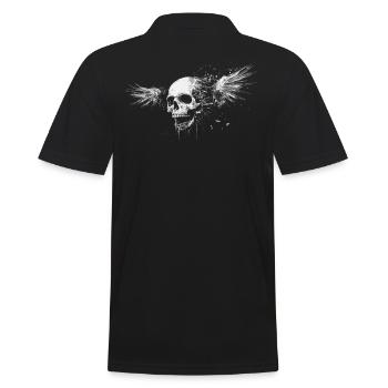 Skull with wings for bikers – Grunge Splash - Men's Polo Shirt - black - Back - Kai (181cm)