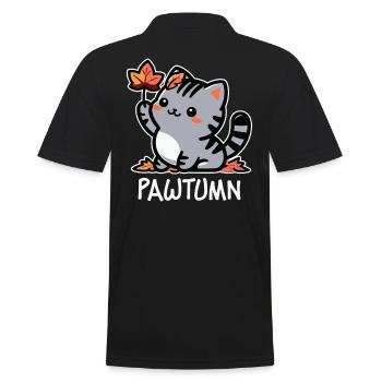 Pawtumn – Süßes Herbstkatzen Outfit - Männer Poloshirt - Schwarz - Hinten - Kai (181cm)