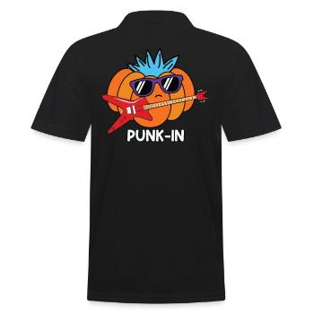 Punk-In - Lustiges Kürbis Outfit für Herbst - Männer Poloshirt - Schwarz - Hinten - Kai (181cm)
