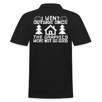 Once Been Outside – Gamer Humor Saying - Men's Polo Shirt - black - Back - Kai (181cm)