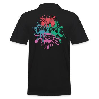 Pixel-Controller – Retro Gaming Design - Männer Poloshirt - Schwarz - Hinten - Kai (181cm)