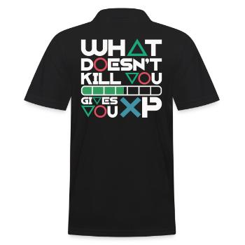 What doesn't kill you gives you XP – Motivation - Men's Polo Shirt - black - Back - Kai (181cm)