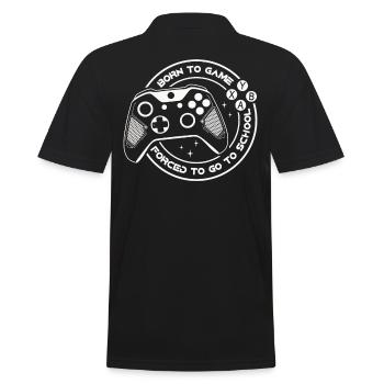 Geboren zum Zocken, gezwungen zur Schule - Männer Poloshirt - Schwarz - Hinten - Kai (181cm)