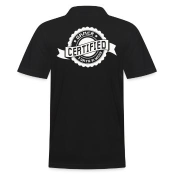 Zertifizierter Gamer – 7 Tage die Woche - Männer Poloshirt - Schwarz - Hinten - Kai (181cm)