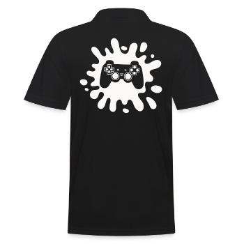 Zocker Splatter-Controller – Retro Gaming Kunst - Männer Poloshirt - Schwarz - Hinten - Kai (181cm)