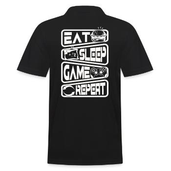 Gaming Gamer Manger Dormir Gamble Répéter - Polo Homme - noir - Dos - Kai (181cm)