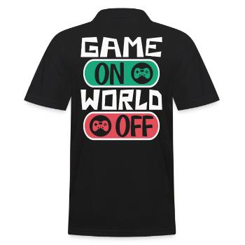 Gaming gamer game on, world off – dicton gamer - Polo Homme - noir - Dos - Kai (181cm)