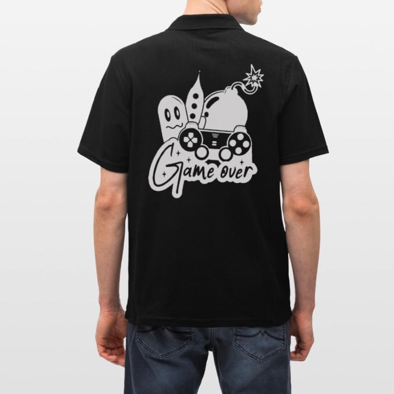 Gaming Zocker Game Over Controller Geist Bombe Männer Poloshirt