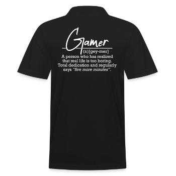 Gamer Definition Fünf Minuten mehr Zocken Gaming - Männer Poloshirt - Schwarz - Hinten - Kai (181cm)
