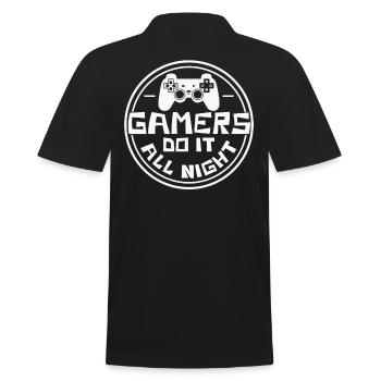 Gamer All Night Gambler Humor Gaming Gaming - Men's Polo Shirt - black - Back - Kai (181cm)
