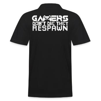 Gamer sterben nicht sie respawnen Gaming Zocken - Männer Poloshirt - Schwarz - Hinten - Kai (181cm)