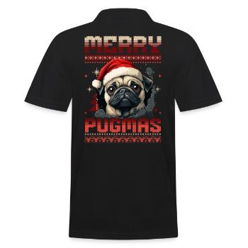 Merry Pugmas Ugly Christmas Mops Weihnachtsmütze - Männer Poloshirt - Schwarz - Hinten - Kai (181cm)