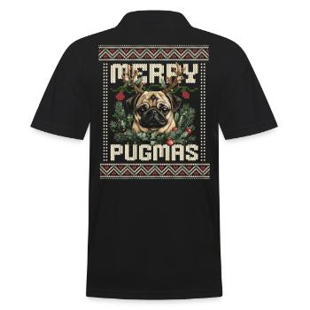 Merry Pugmas Carlin Ugly Noël Design - Polo Homme - noir - Dos - Kai (181cm)