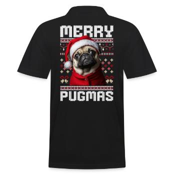 hundLustiges Mops Ugly Christmas Merry Pugmas - Männer Poloshirt - Schwarz - Hinten - Kai (181cm)