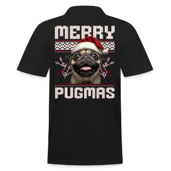 Merry Pugmas Mops Ugly Christmas Outfit - Männer Poloshirt - Schwarz - Hinten - Kai (181cm)
