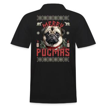 Ugly Christmas Sweater Pug Merry Pugmas - Men's Polo Shirt - black - Back - Kai (181cm)