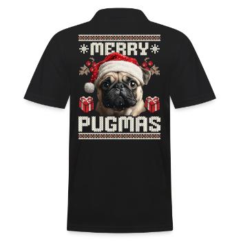 Merry Pugmas Pug in Ugly Christmas Style - Men's Polo Shirt - black - Back - Kai (181cm)